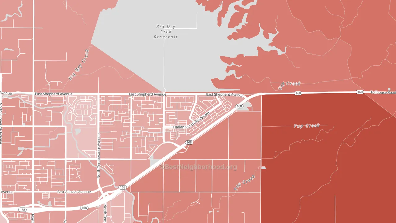 Harlan Ranch, Clovis, CA block-group political-lean map