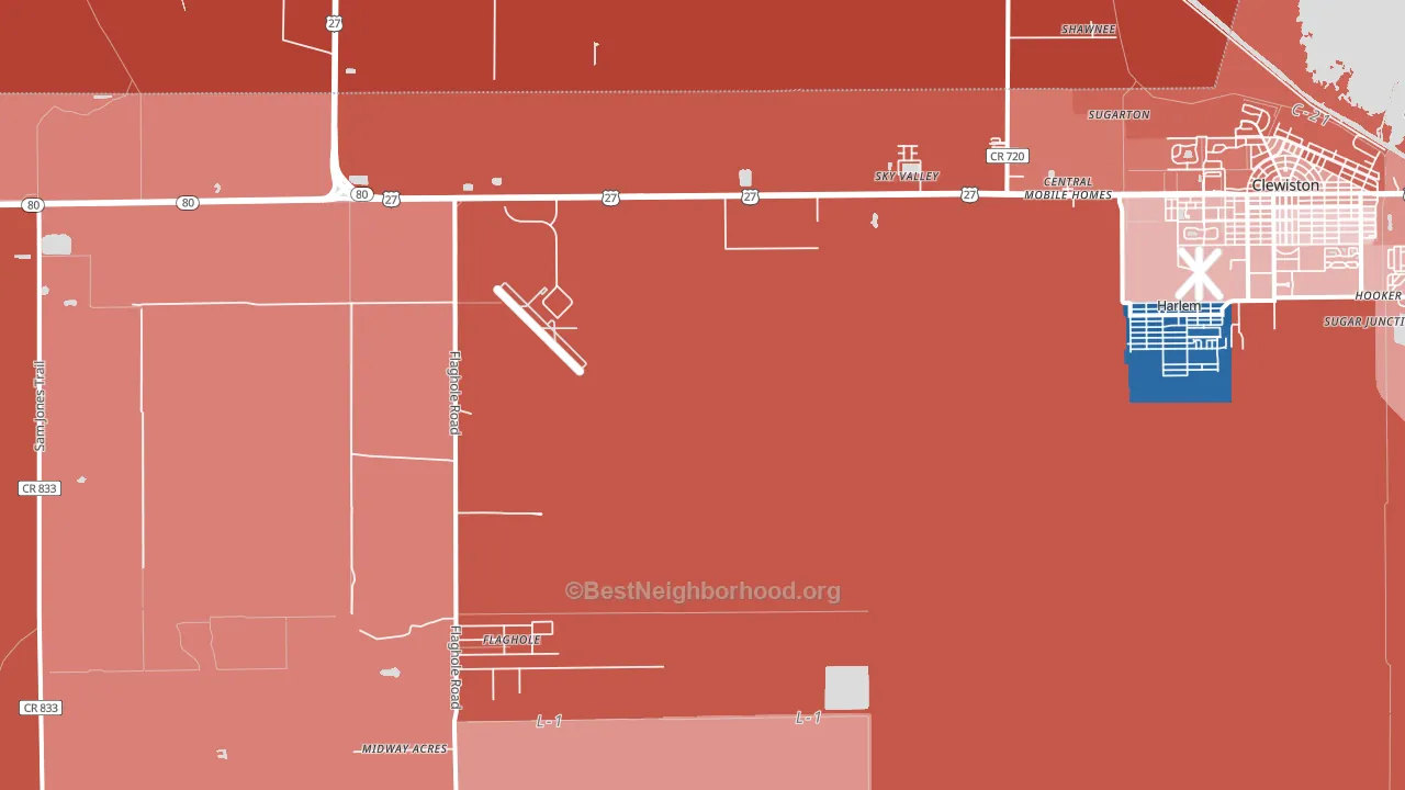 Harlem, FL block-group political-lean map