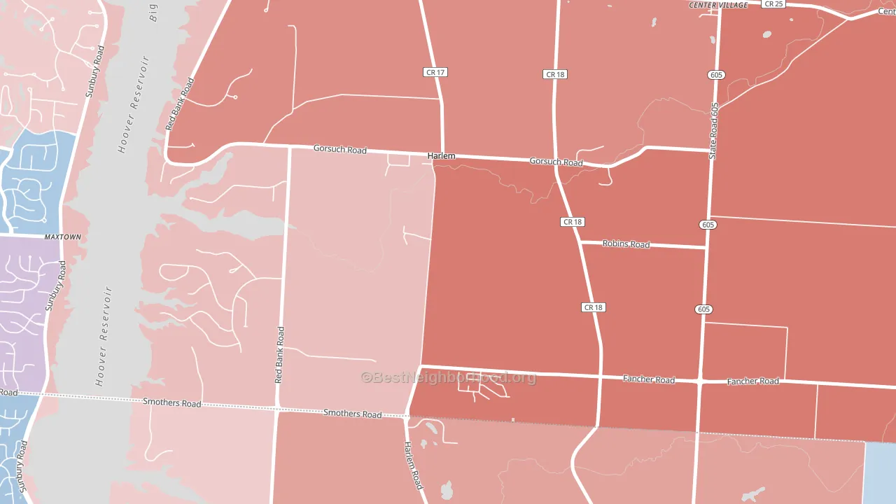 Harlem, OH block-group political-lean map