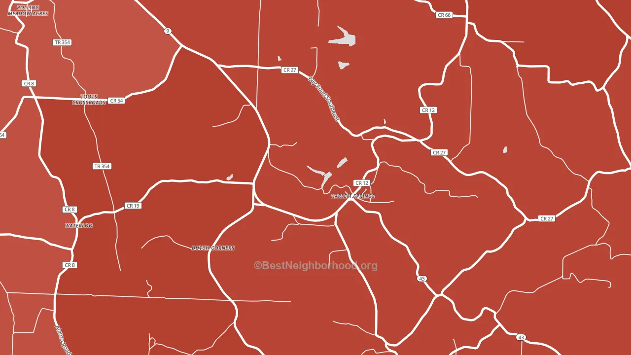 Harlem Springs, OH block-group political-lean map