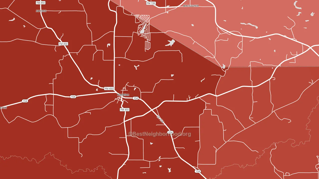Harleton, TX block-group political-lean map