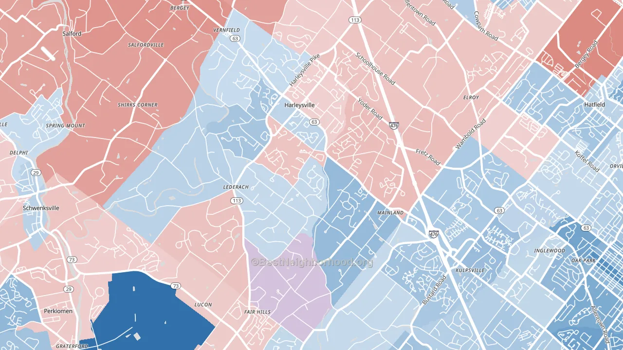 Harleysville, PA block-group political-lean map