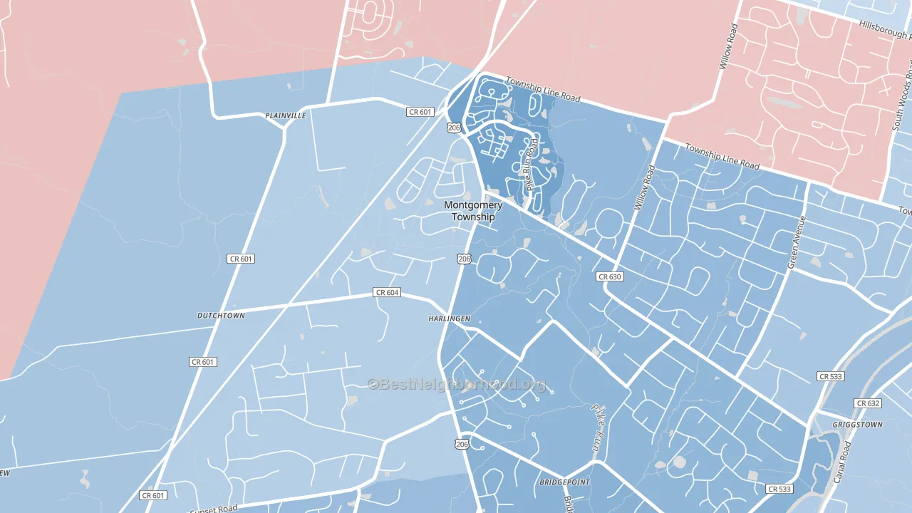 Harlingen, NJ block-group political-lean map