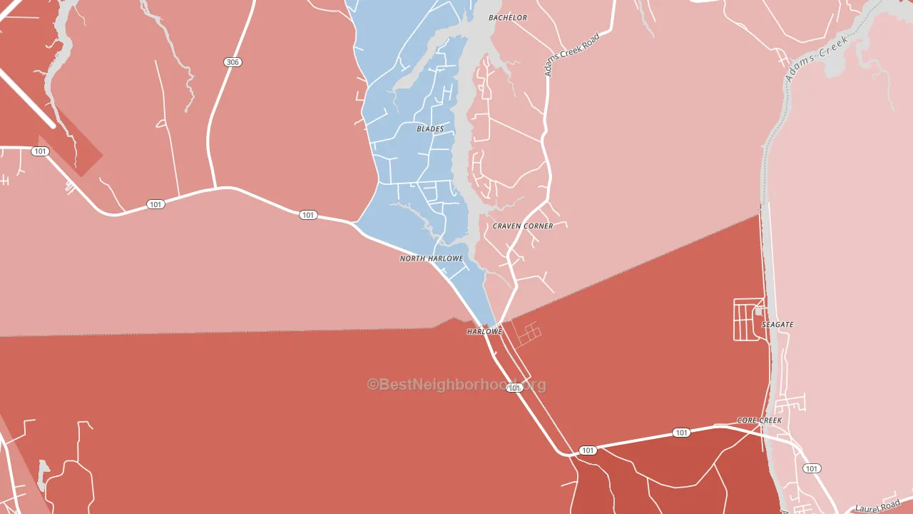 Harlowe, NC block-group political-lean map