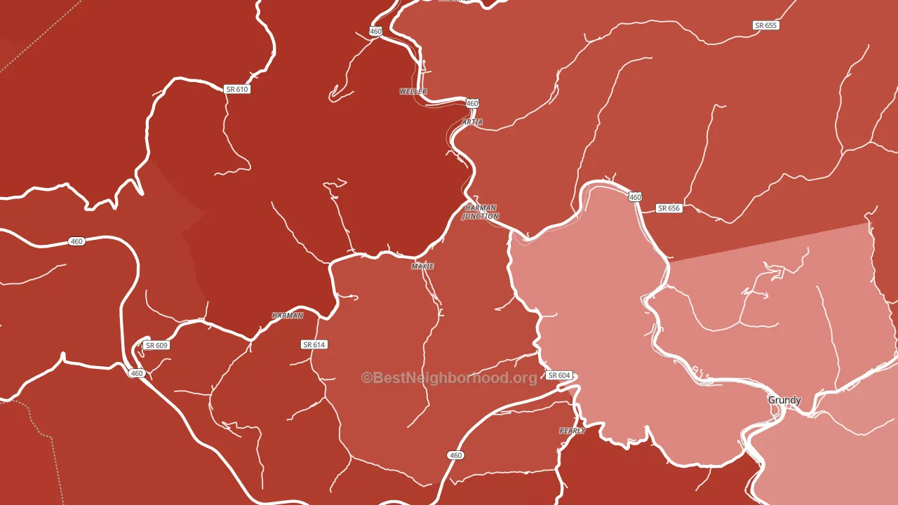 Harman Junction, VA block-group political-lean map