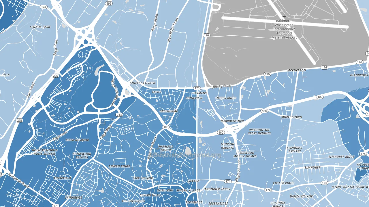 Harmans, MD block-group political-lean map