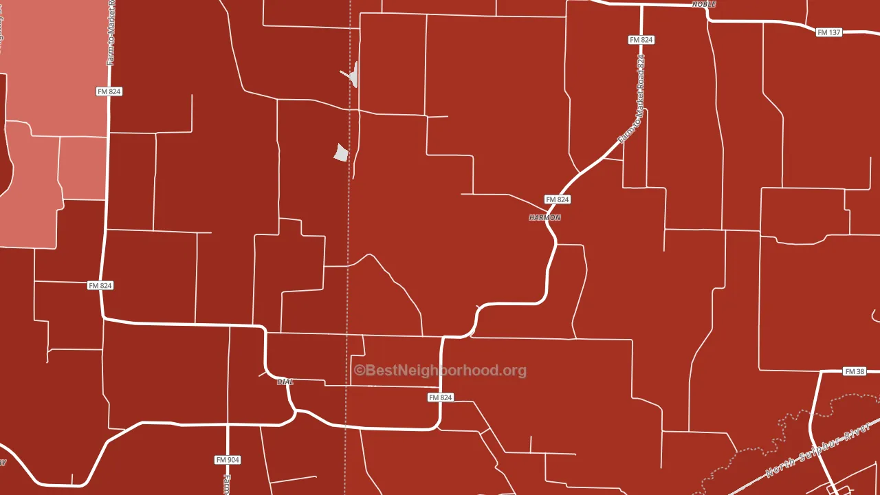 Harmon, TX block-group political-lean map