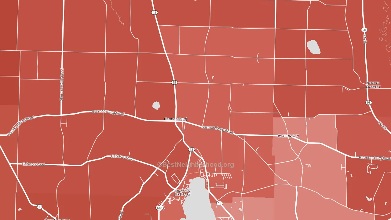 Harmonsburg, PA block-group political-lean map