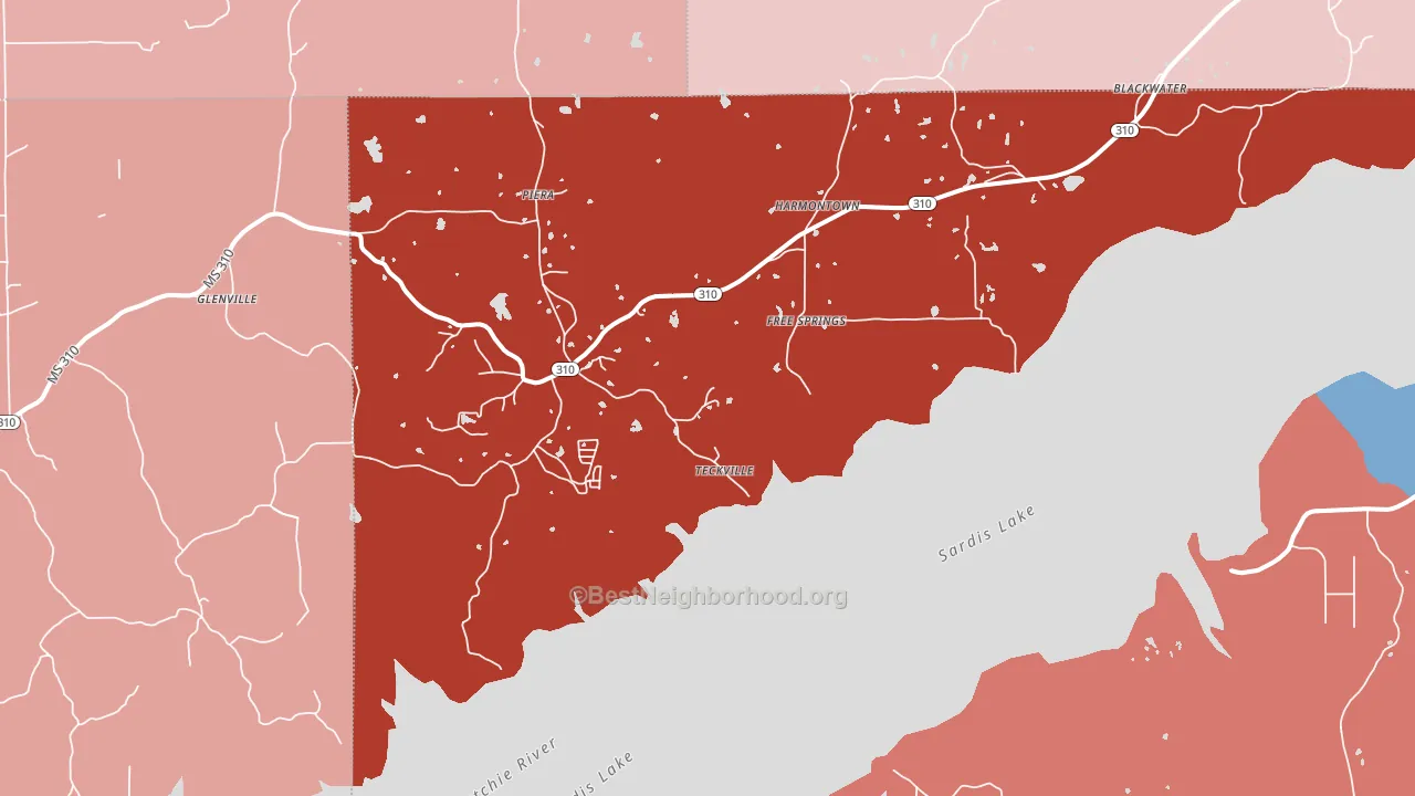Harmontown, MS block-group political-lean map