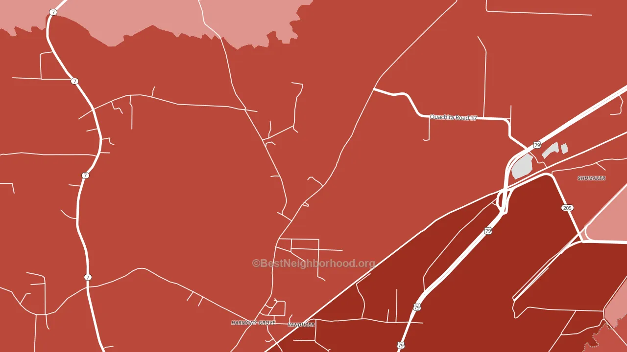 Harmony Grove, AR block-group political-lean map