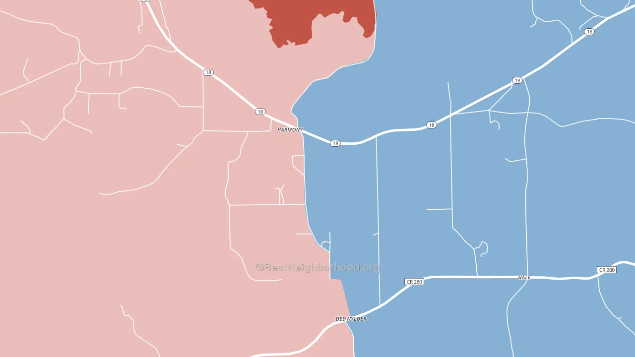 Harmony, MS block-group political-lean map