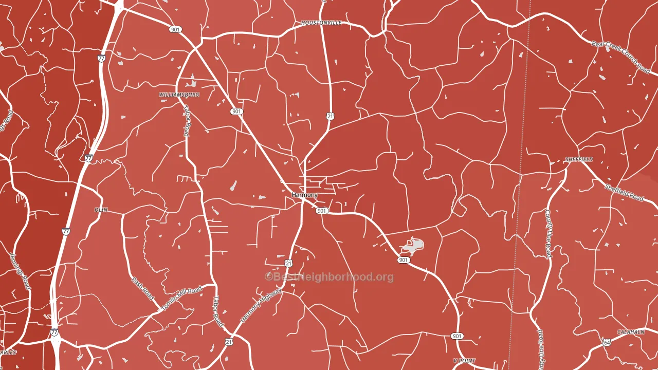 Harmony, NC block-group political-lean map
