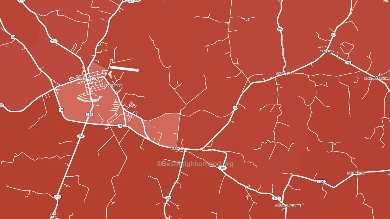 Harned, KY block-group political-lean map