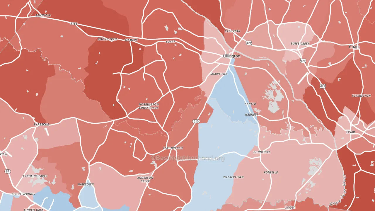 Harnett County, NC block-group political-lean map