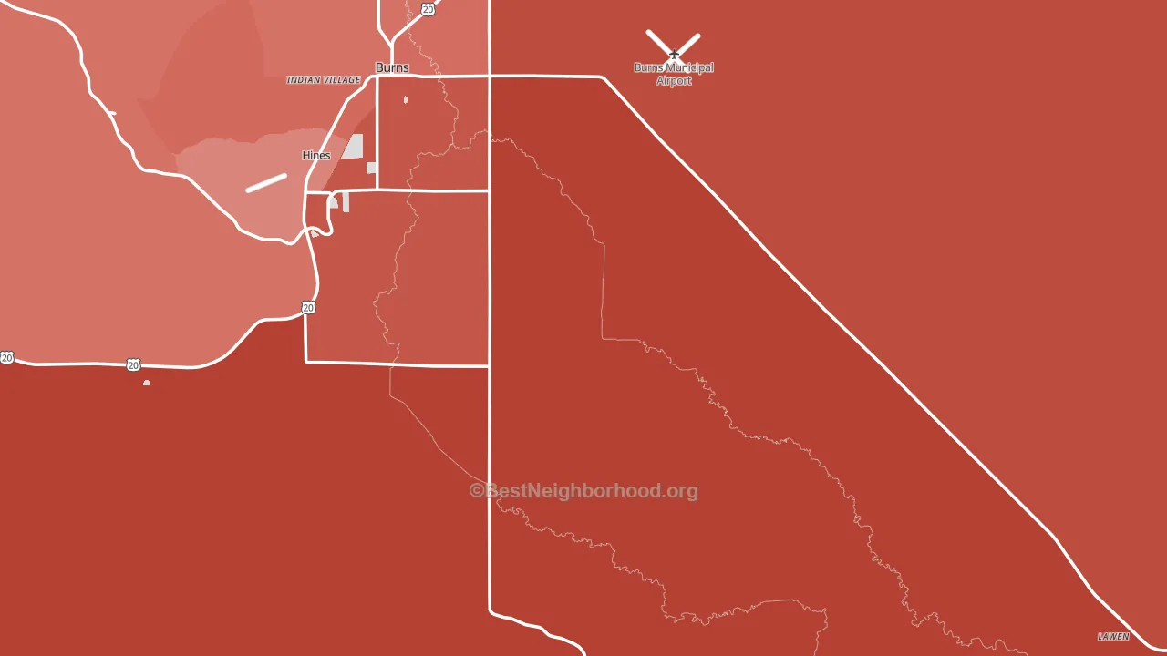 Harney County, OR block-group political-lean map