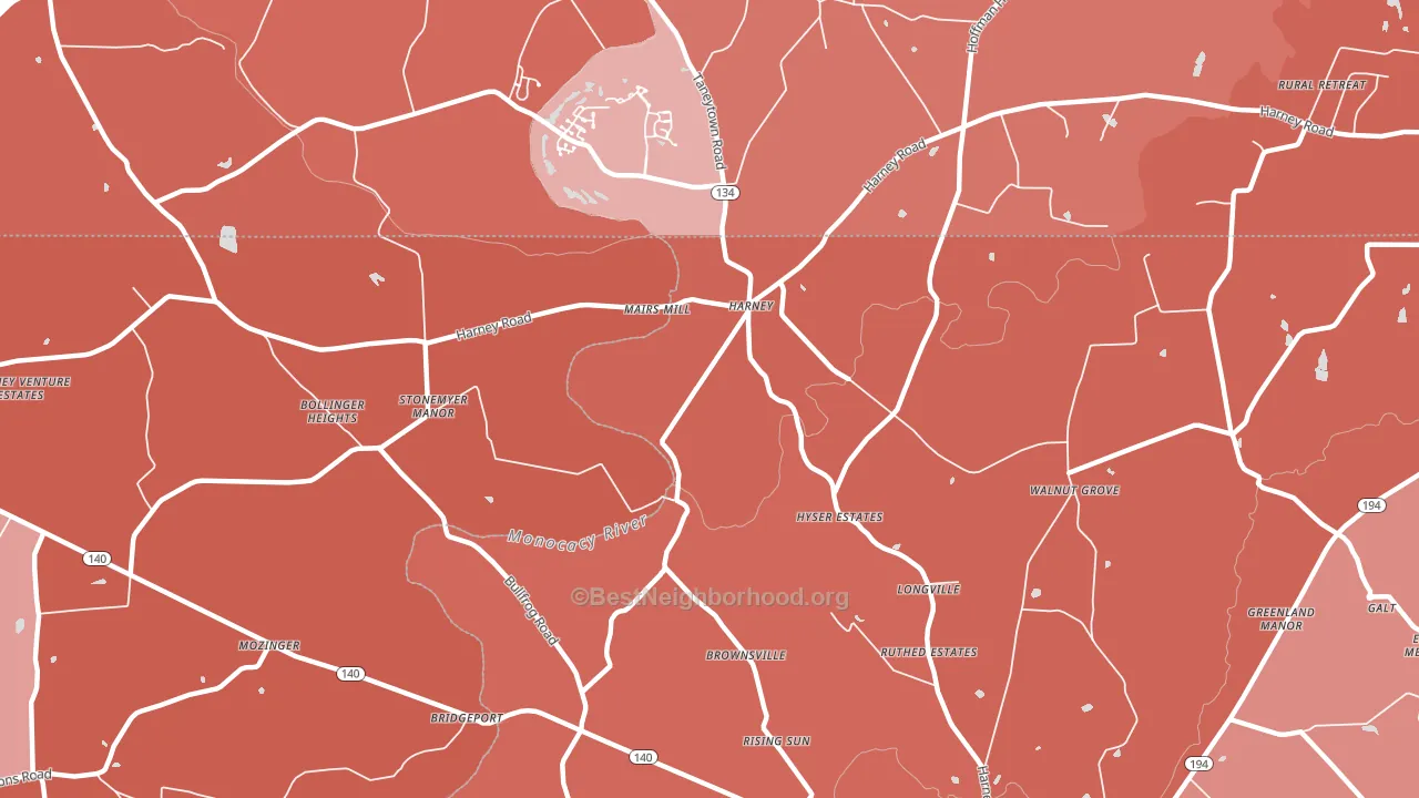 Harney, MD block-group political-lean map