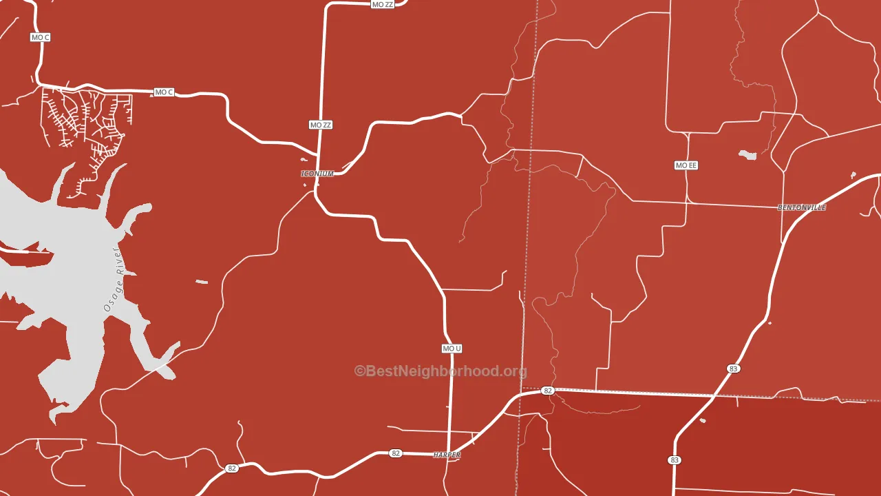 Harper, MO block-group political-lean map