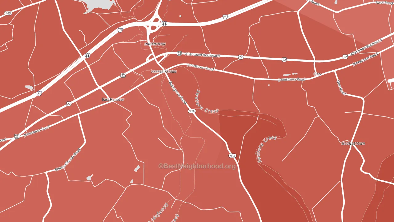 Harper Tavern, PA block-group political-lean map