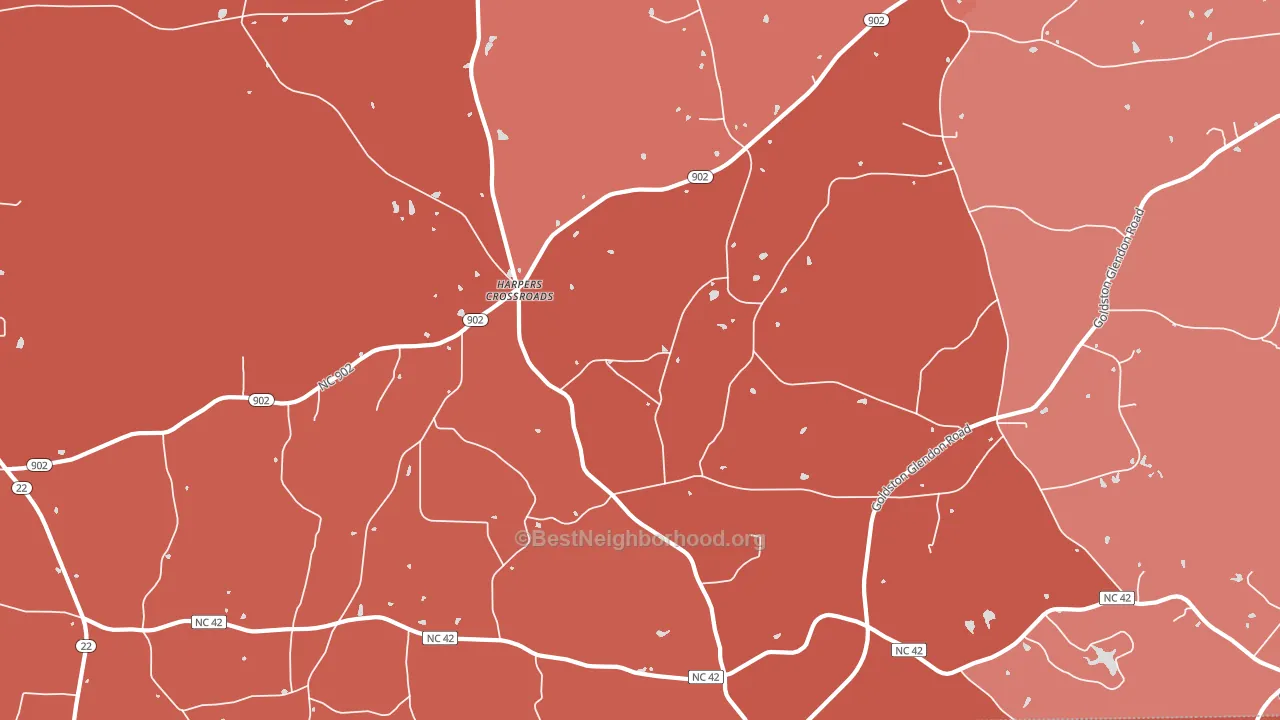 Harpers Crossroads, NC block-group political-lean map
