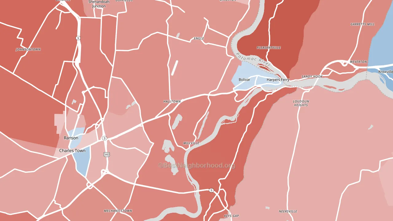 Harpers Ferry, WV block-group political-lean map