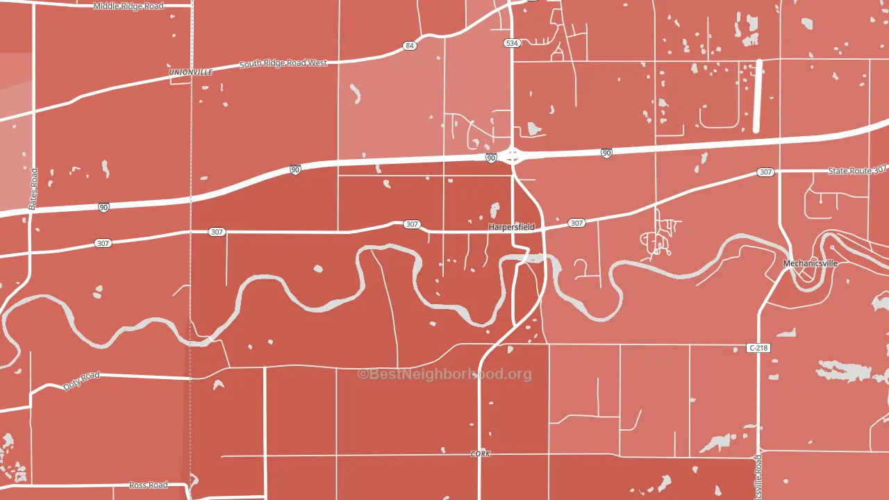 Harpersfield, OH block-group political-lean map