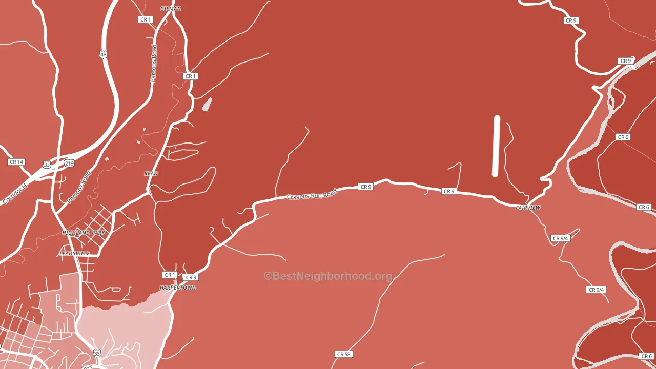 Harpertown, WV block-group political-lean map