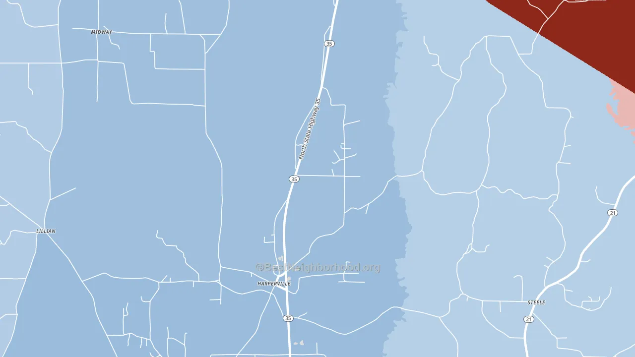 Harperville, MS block-group political-lean map