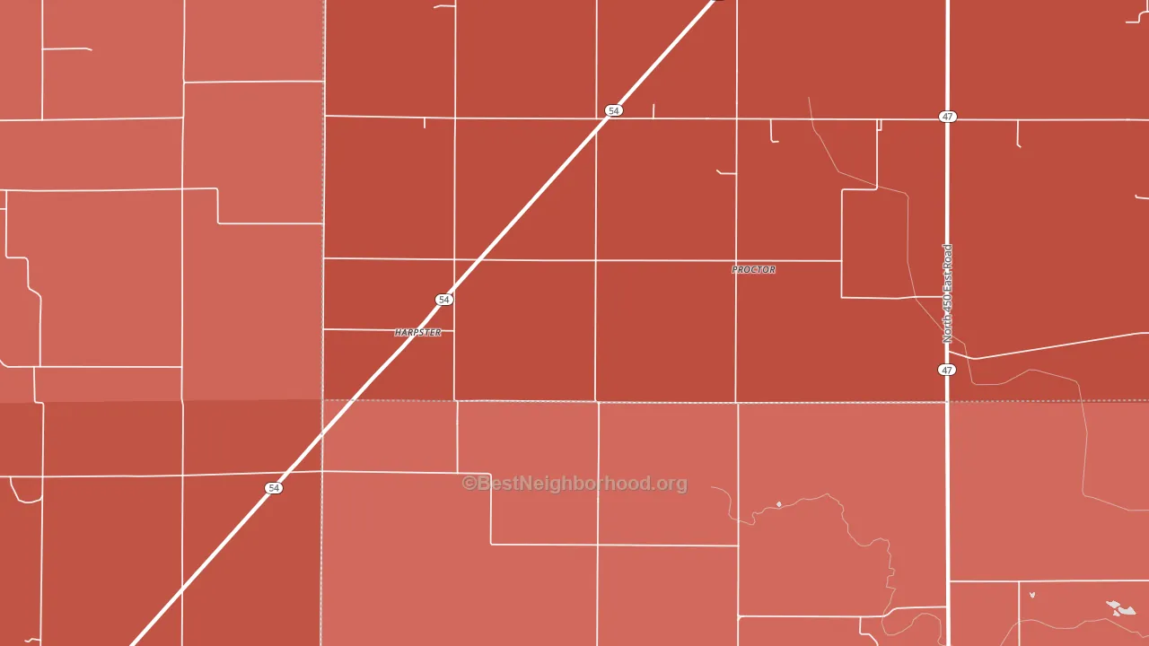 Harpster, IL block-group political-lean map