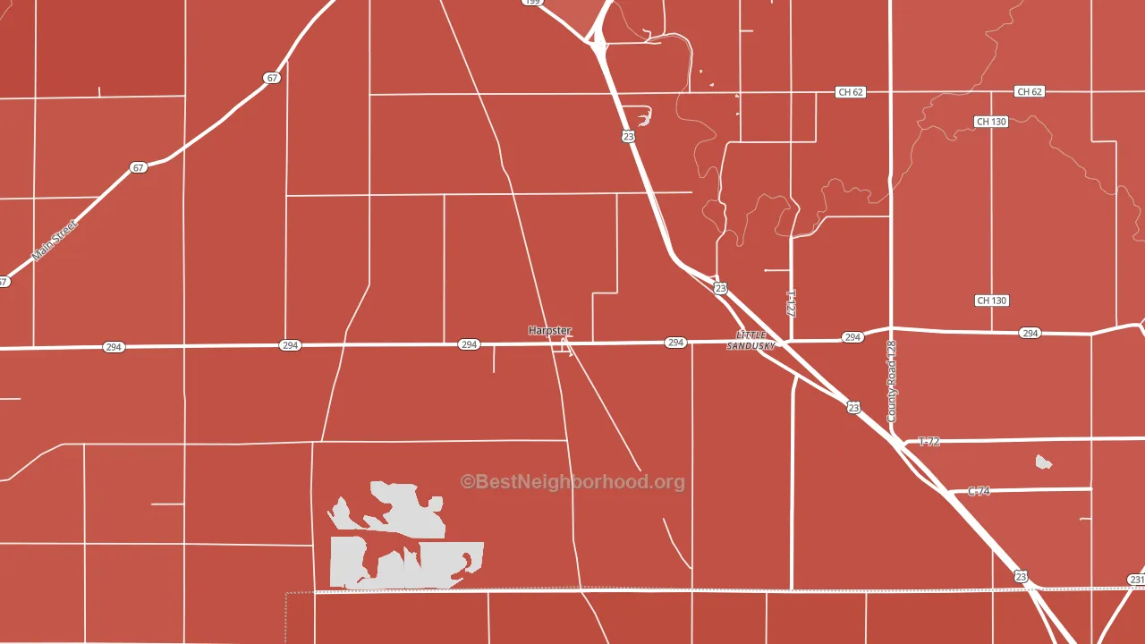 Harpster, OH block-group political-lean map