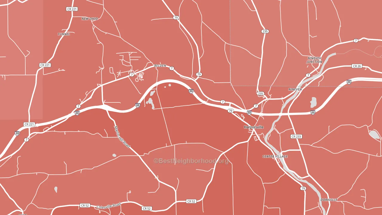 Harpursville, NY block-group political-lean map