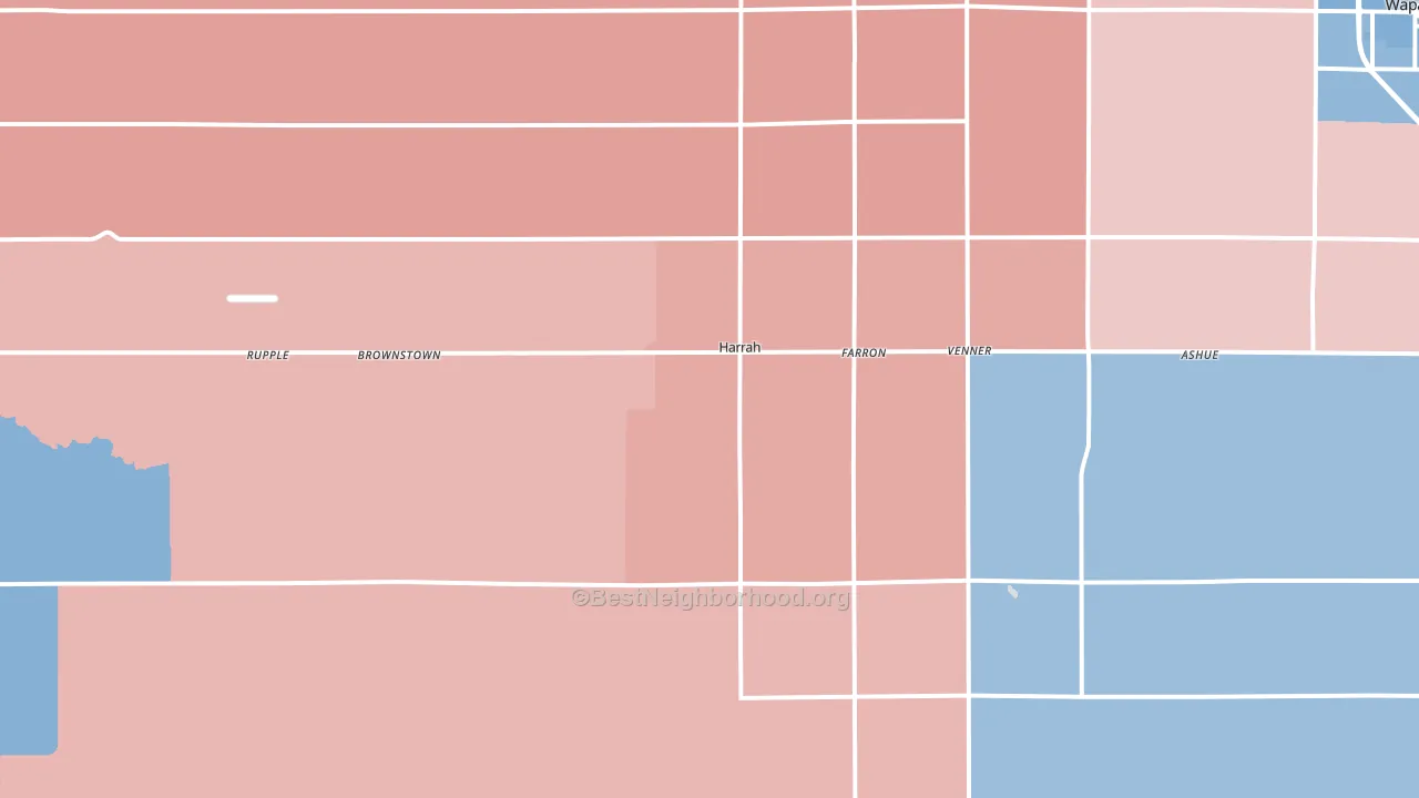 Harrah, WA block-group political-lean map