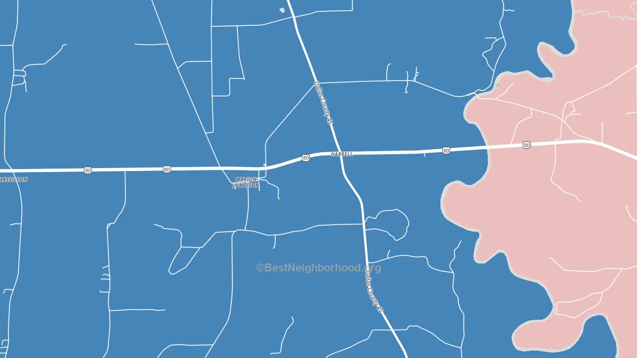 Harrell, AL block-group political-lean map