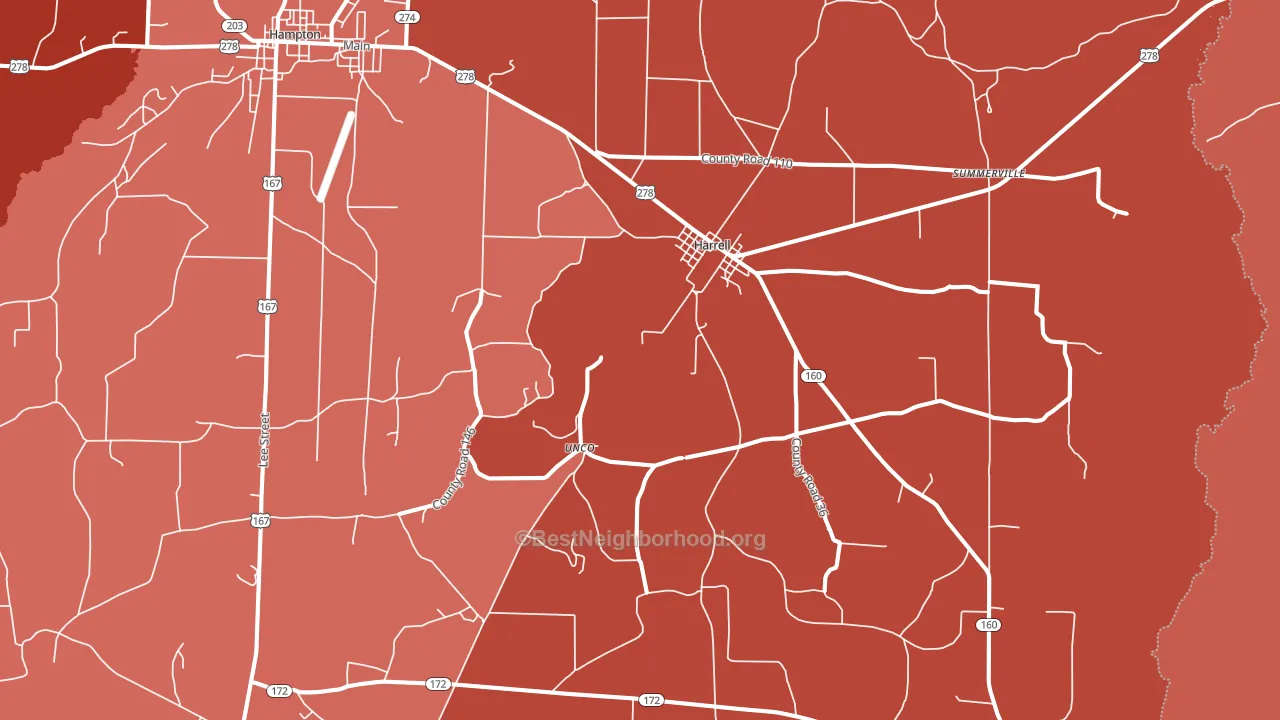 Harrell, AR block-group political-lean map