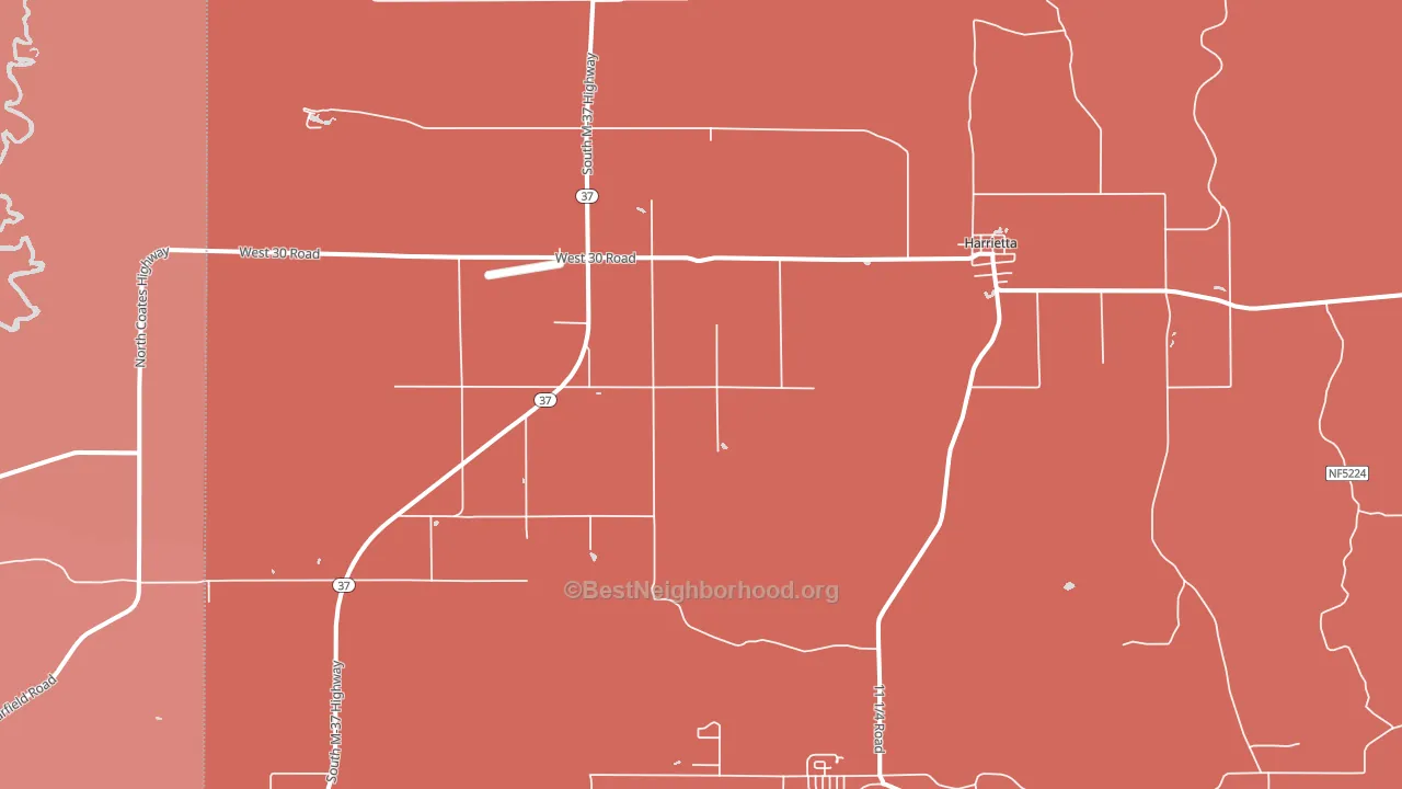 Harrietta, MI block-group political-lean map