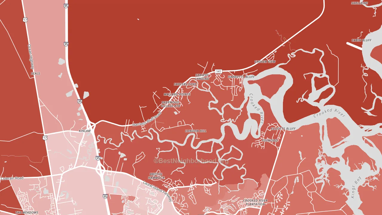 Harrietts Bluff, GA block-group political-lean map