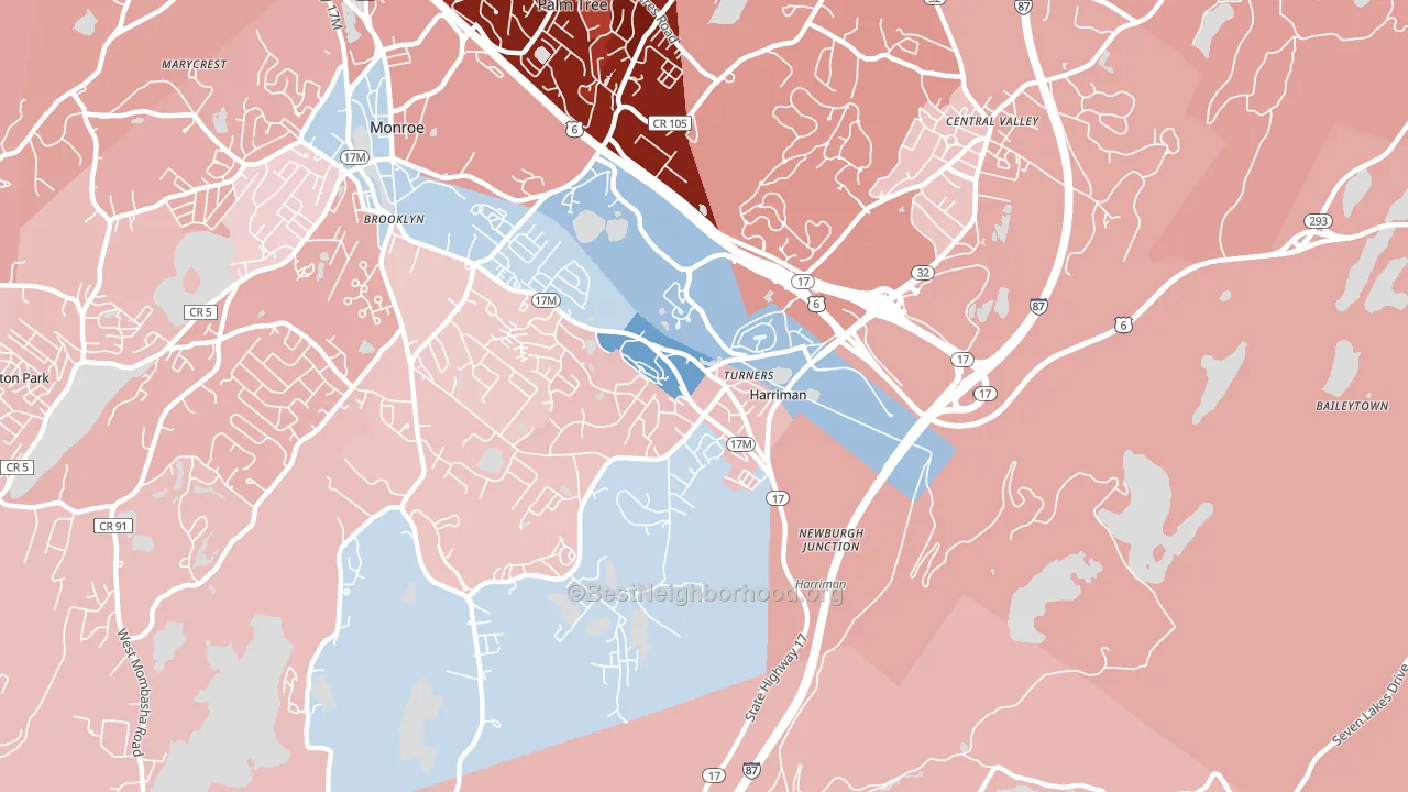 Harriman, NY block-group political-lean map