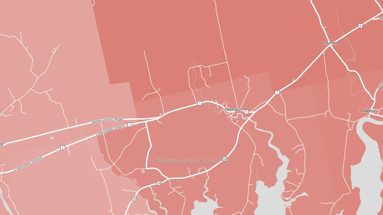 Harrington, ME block-group political-lean map