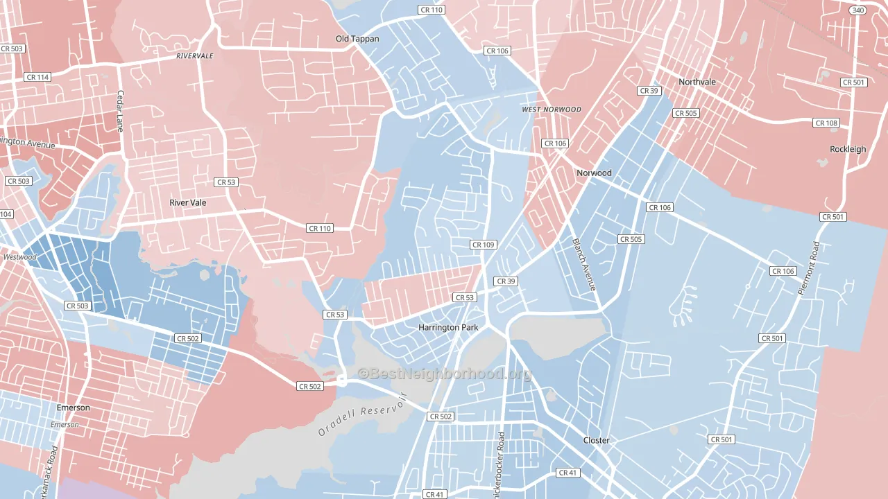 Harrington Park, NJ block-group political-lean map