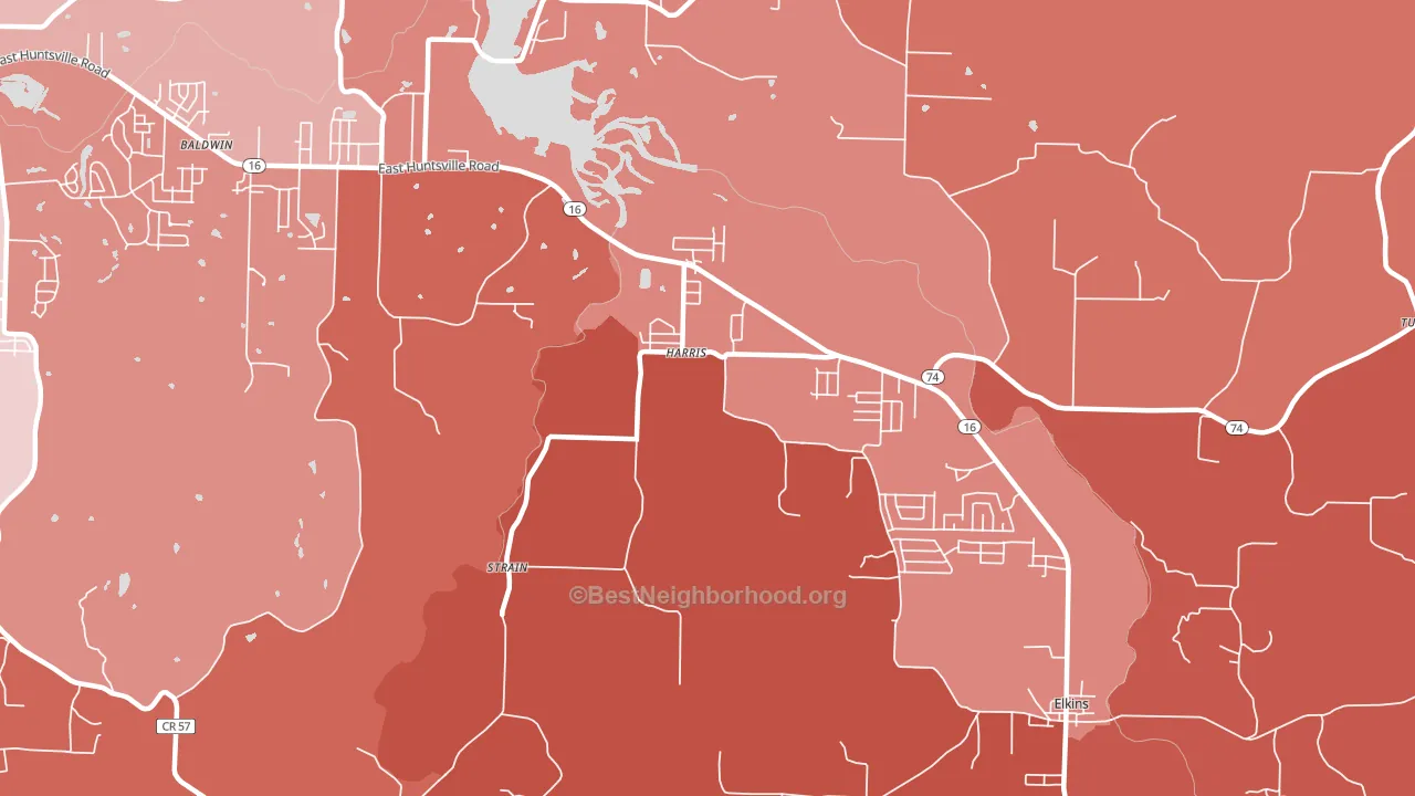 Harris, AR block-group political-lean map
