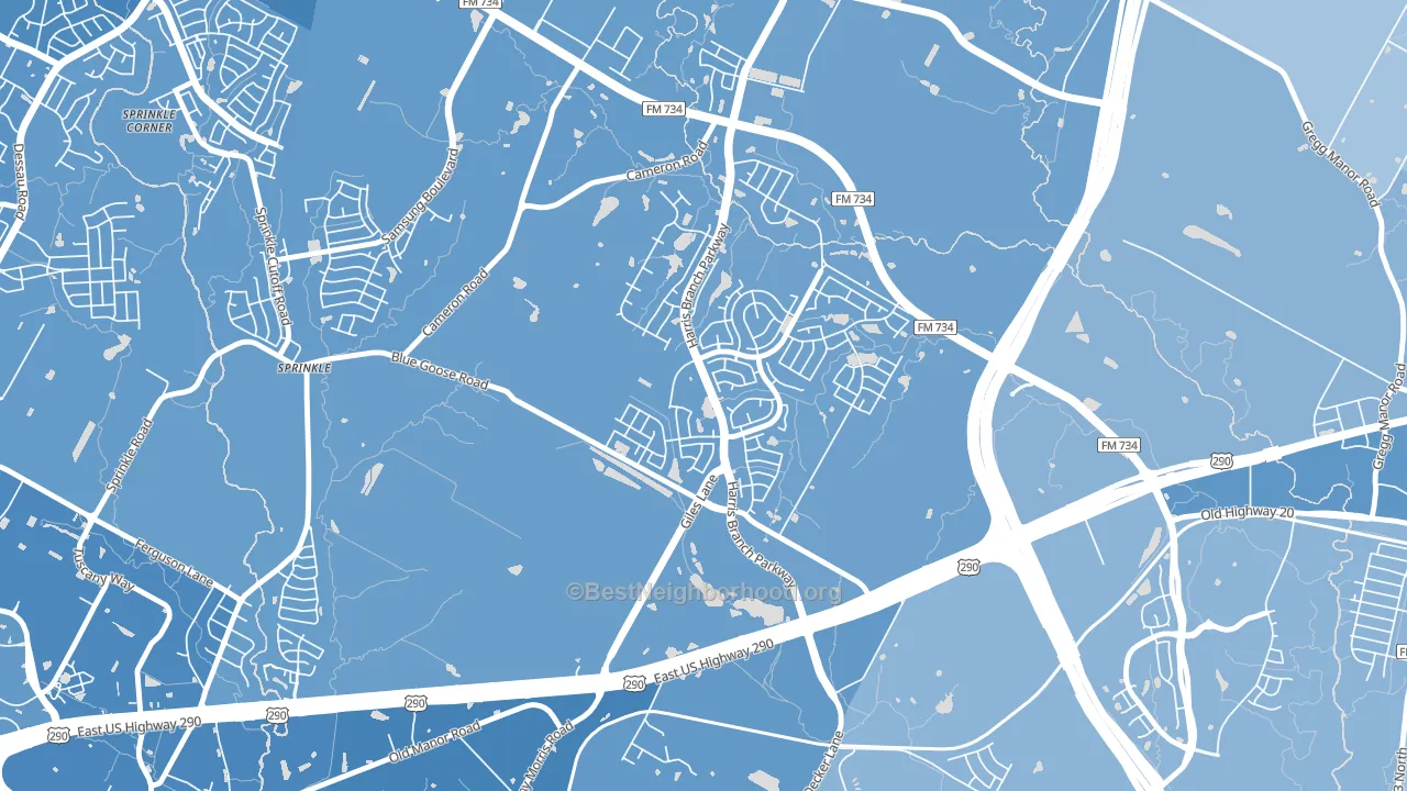 Harris Branch, Austin, TX block-group political-lean map