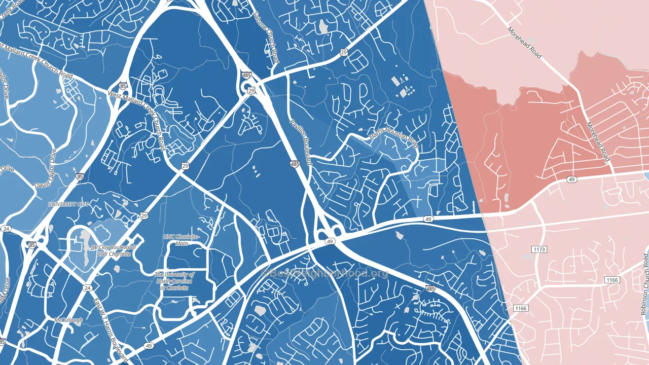 Harris-Houston, Charlotte, NC block-group political-lean map