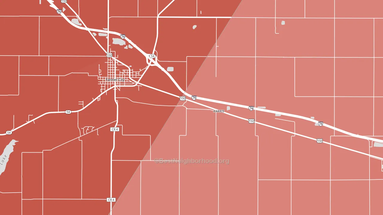 Harris, IL block-group political-lean map