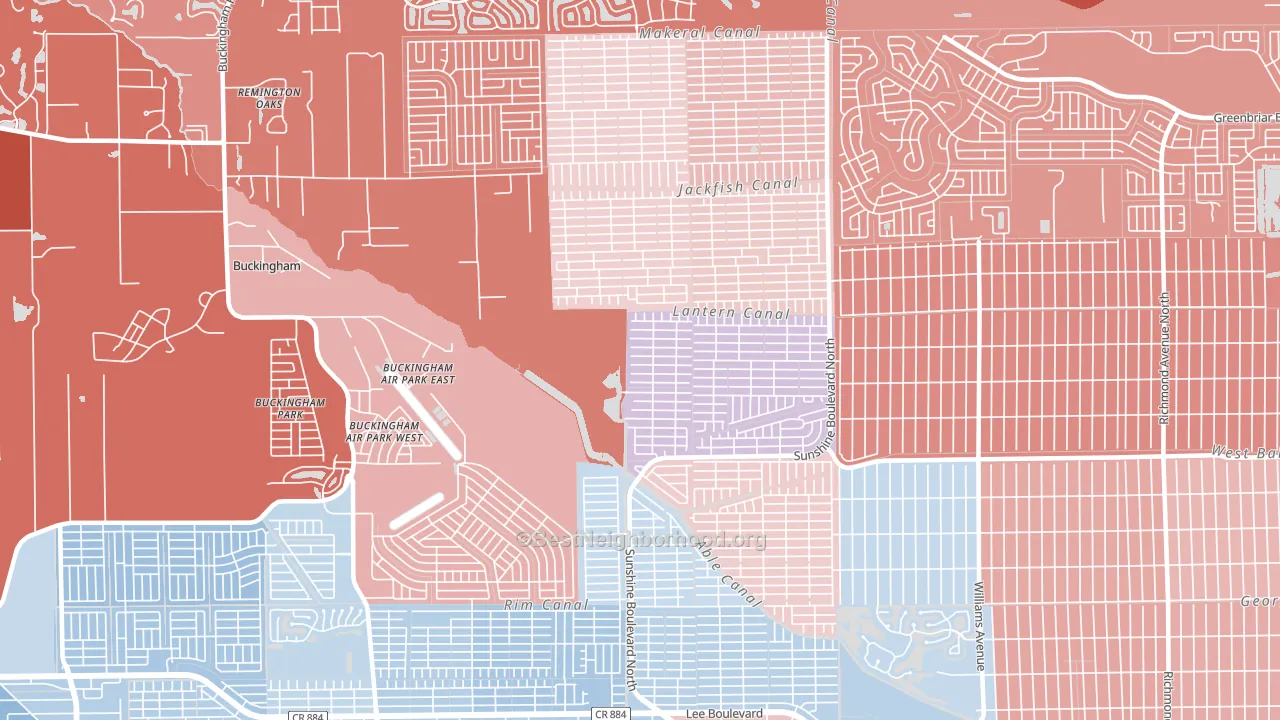 Harris, Lehigh Acres, FL block-group political-lean map