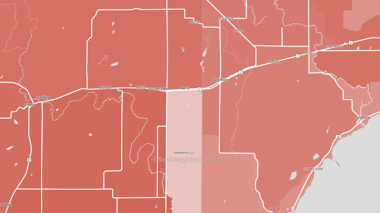 Harris, MI block-group political-lean map