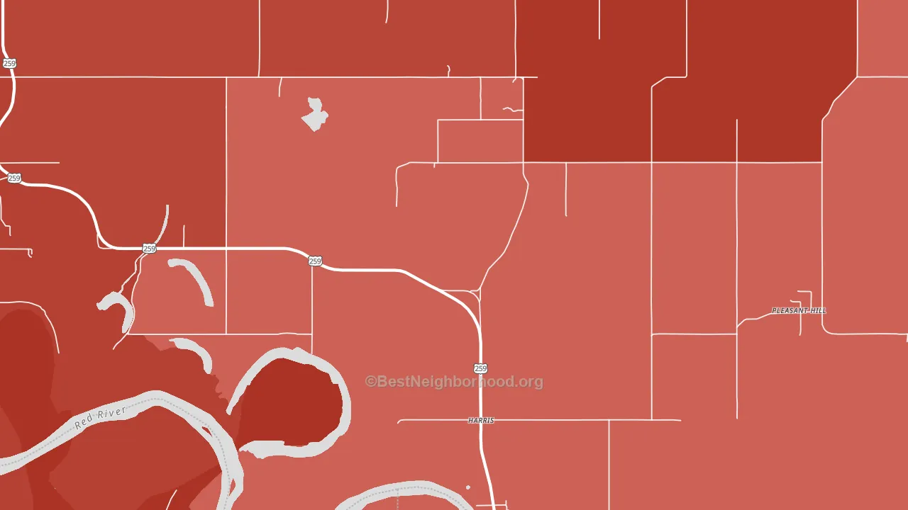 Harris, OK block-group political-lean map