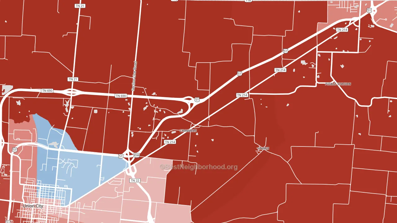 Harris, TN block-group political-lean map