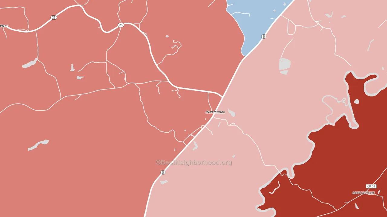 Harrisburg, AL block-group political-lean map