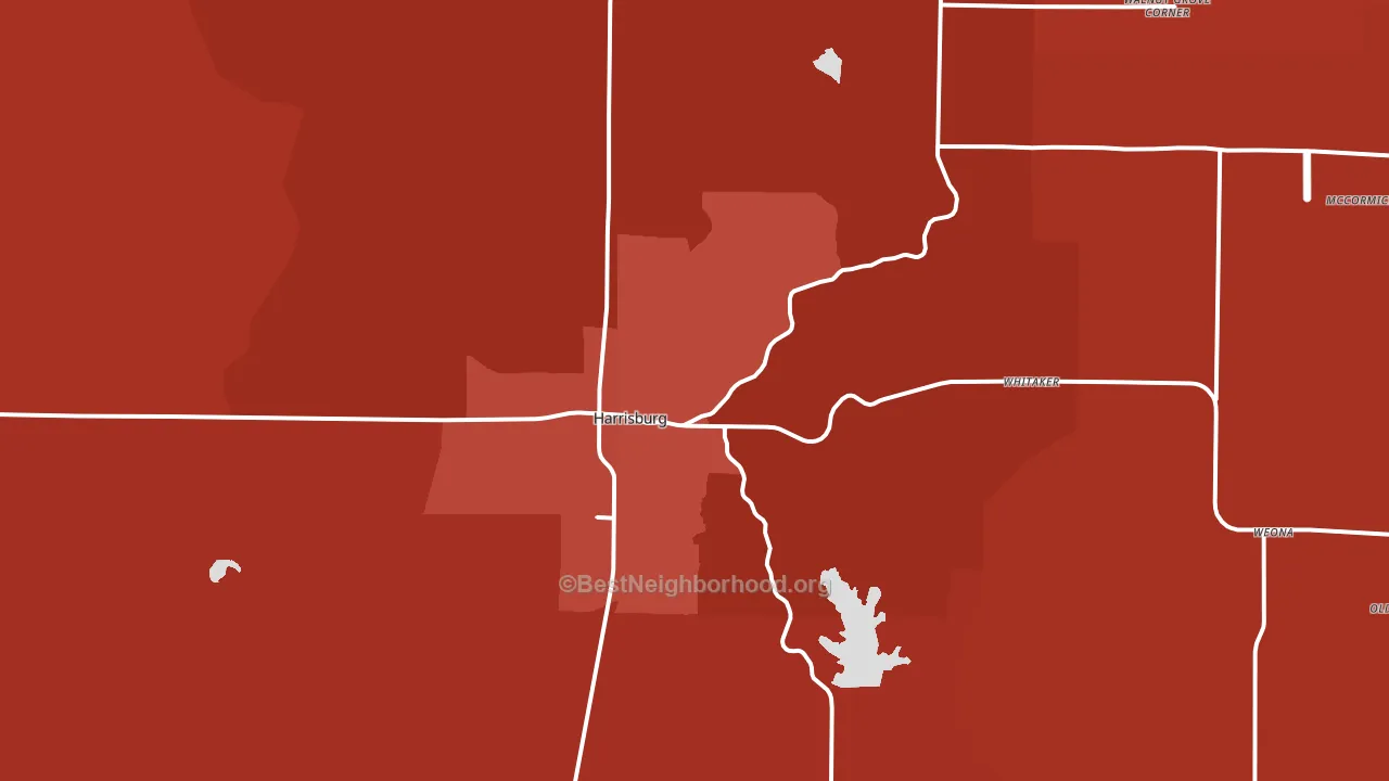 Harrisburg, AR block-group political-lean map