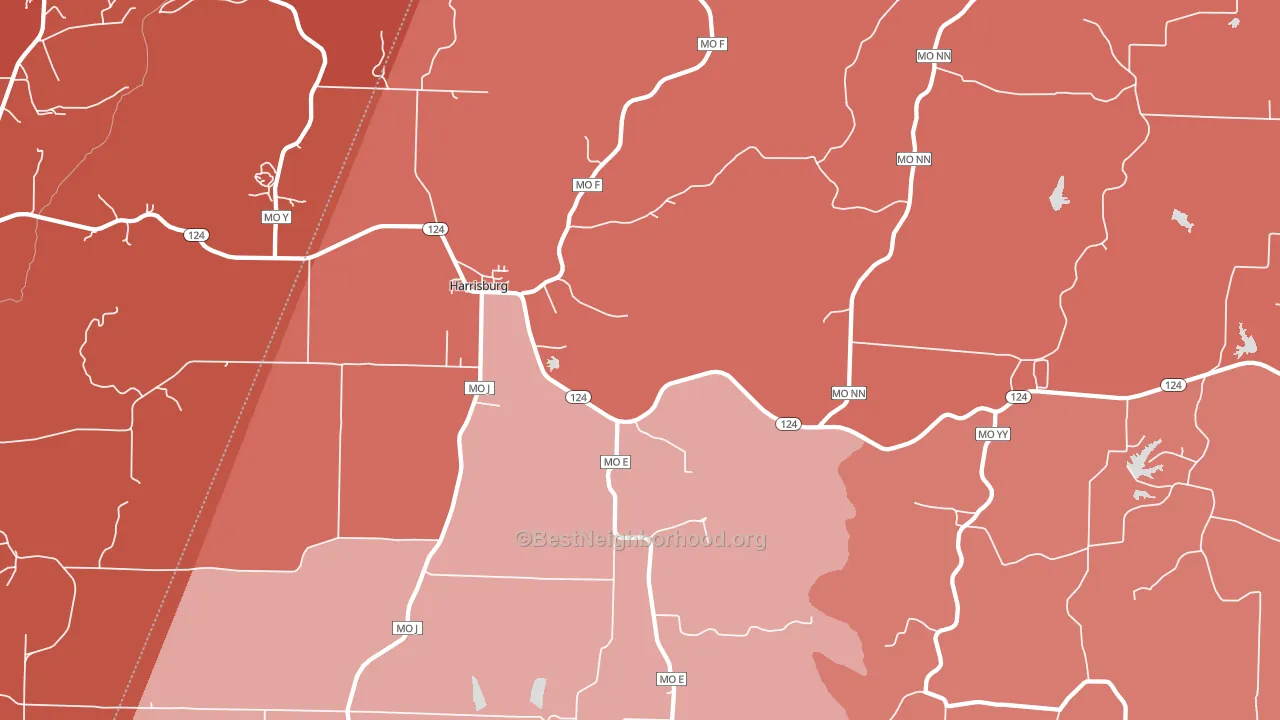 Harrisburg, MO block-group political-lean map