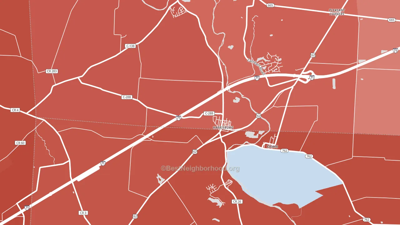 Harrisburg, OH block-group political-lean map